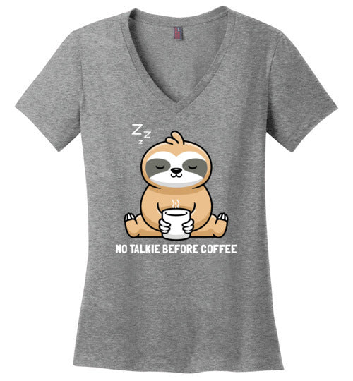 Sloth No Talkie Before Coffee V-Neck