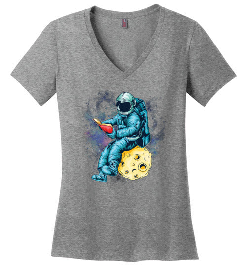 Astronaut Reading Space V-Neck