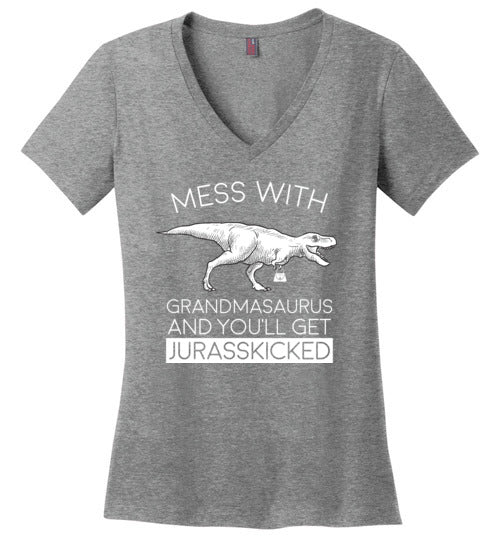 Grandmasaurus Jurasskicked V-Neck