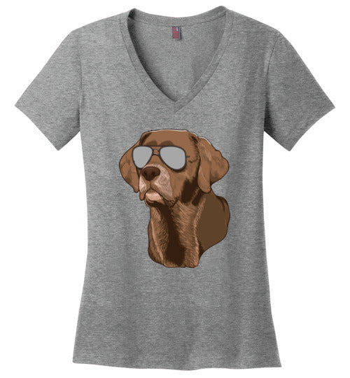 Chocolate Lab Sunglasses V-Neck