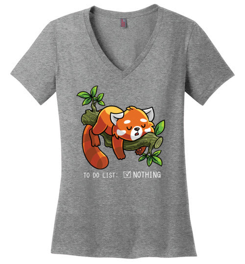 Red Panda To Do List Nothing V-Neck
