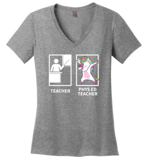 Phys Ed Teacher Unicorn V-Neck