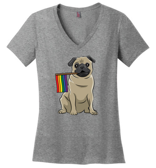 Pug LGBT Flag V-Neck