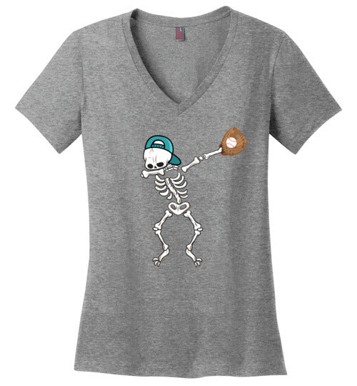 Baseball Dabbing Skeleton V-Neck