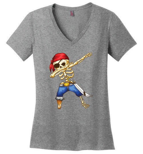 Pirate Dabbing Skeleton Cartoon V-Neck