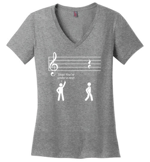 Music Stop Under A Rest V-Neck