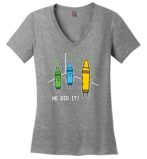 Crayon He Did it V-Neck