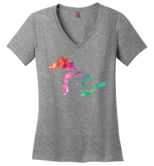 Great Lakes Watercolor V-Neck