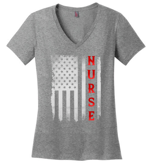 Nurse American Flag V-Neck