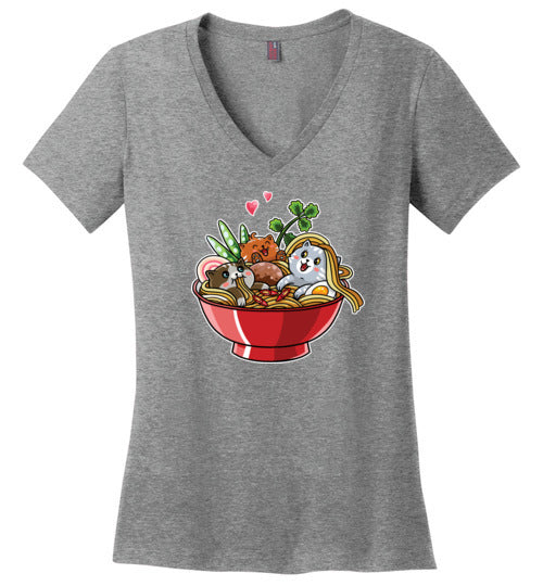 Kawaii Ramen Noodles Cats V-Neck