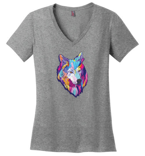Wolf Dreamcatcher Splash Art V-Neck