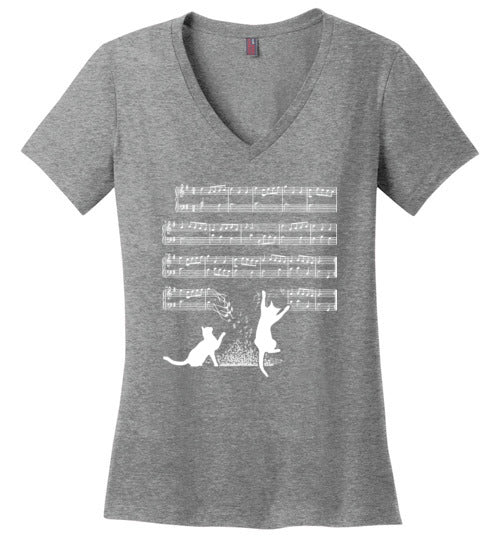 Cat Music Sheets V-Neck