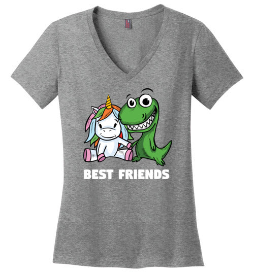Unicorn And T-Rex Best Friends V-Neck