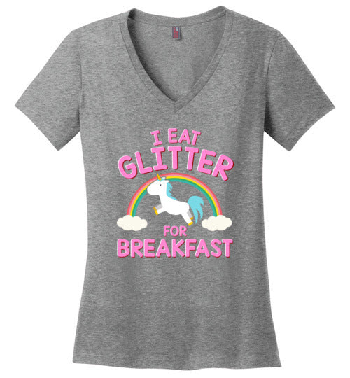 Unicorn I Eat Glitter For Breakfast V-Neck