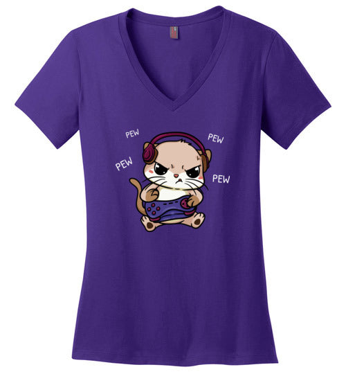 Gaming Kitty Cat V-Neck