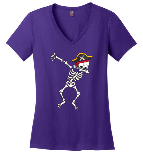 Pirate Dabbing Skeleton V-Neck