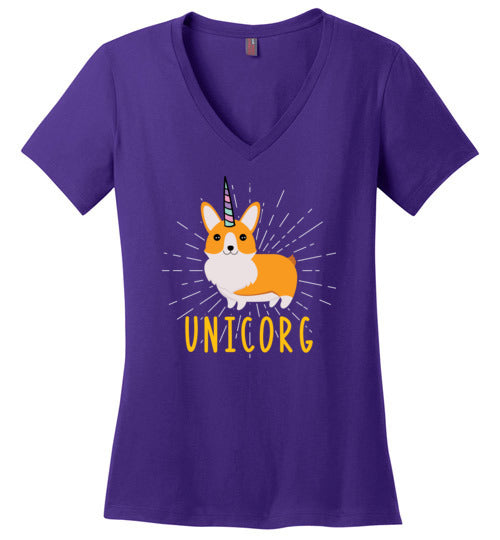 Unicorn Corgi Unicorg V-Neck