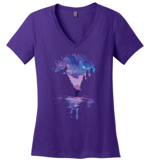 Howling Moon Galaxy V-Neck