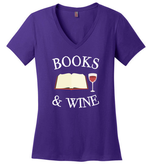 Books And Wine V-Neck