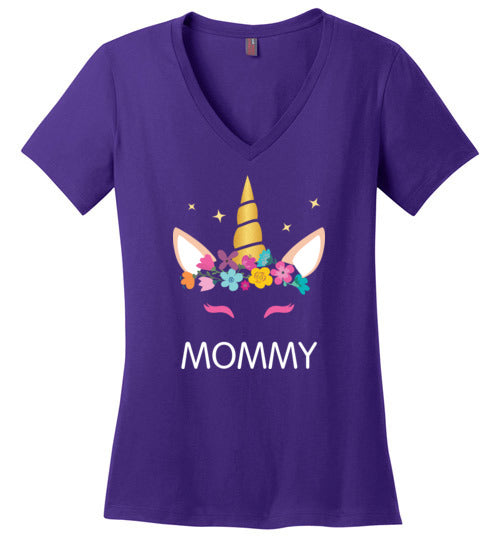 Mommy Unicorn Face V-Neck