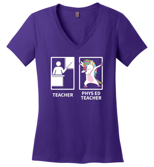 Phys Ed Teacher Unicorn V-Neck