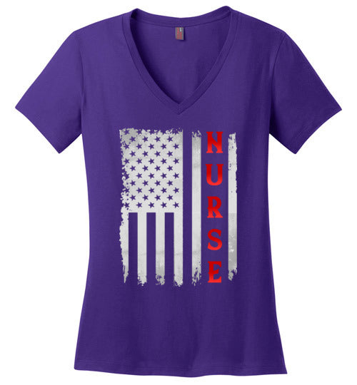 Nurse American Flag V-Neck