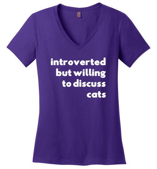 Introverted But Willing To Discuss Cats V-Neck