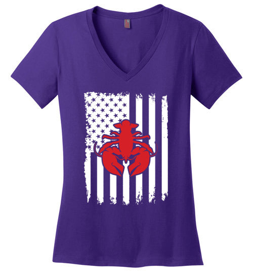Crawfish American Flag V-Neck
