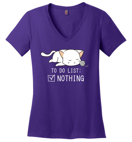 Cat To Do List Nothing V-Neck