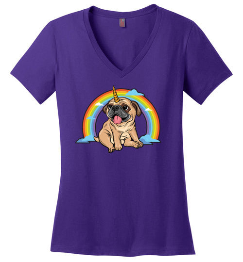 Pug Unicorn V-Neck