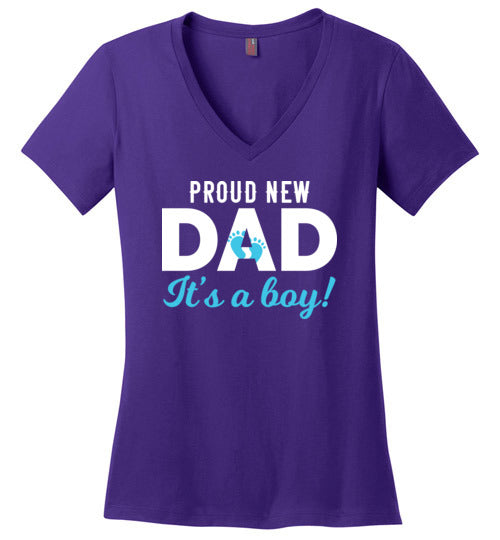 Proud New Dad Canvas V-Neck T-Shirt