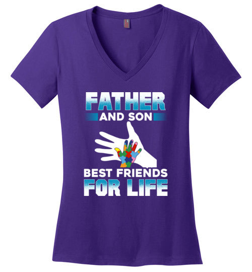 Father Son Autism Best Friends V-Neck