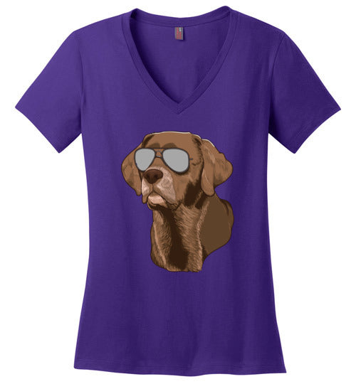 Chocolate Lab Sunglasses V-Neck