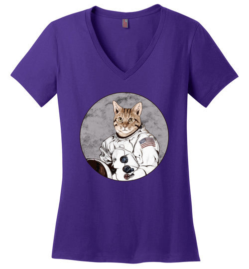 Cat Astronaut V-Neck