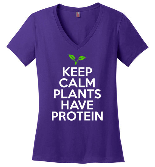 Keep Calm Plants Have Protein V-Neck