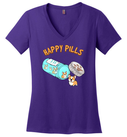 Happy Pills Corgi V-Neck