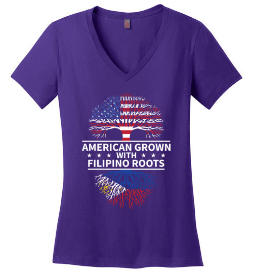 American Grown With Filipino Roots V-Neck