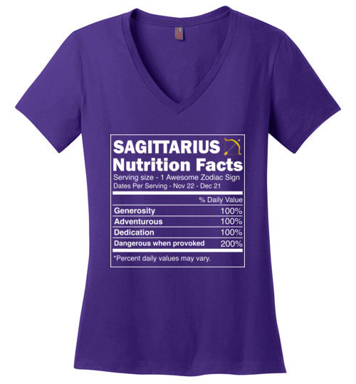 Zodiac Sagittarius Nutrition Facts V-Neck