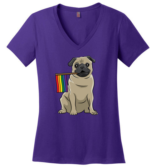 Pug LGBT Flag V-Neck