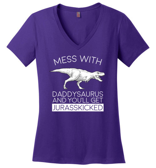 Daddysaurus Jurasskicked V-Neck