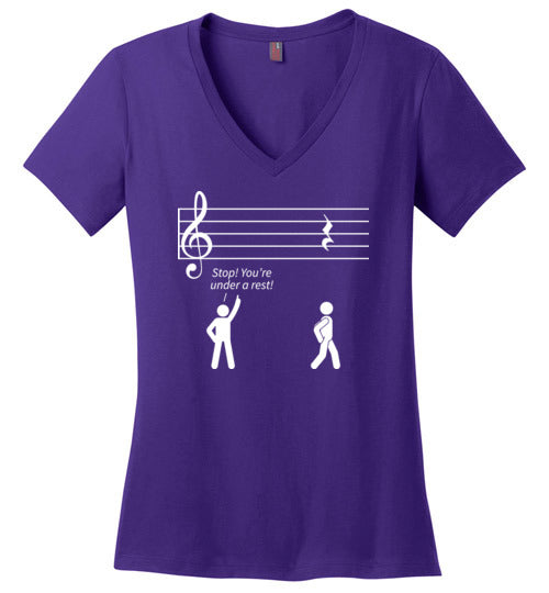 Music Stop Under A Rest V-Neck