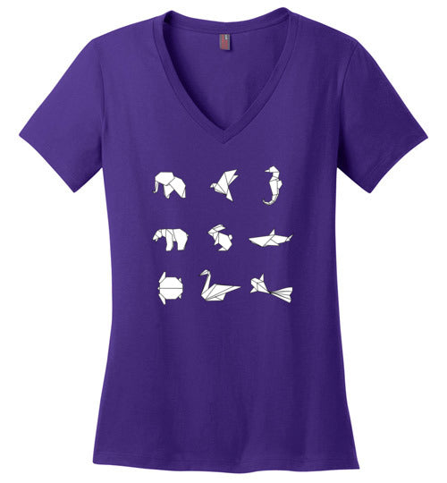 Origami Animals V-Neck