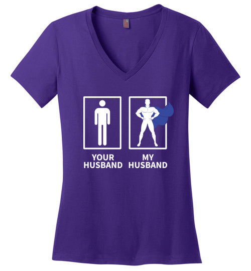 Your Husband My Husband Superhero V-Neck