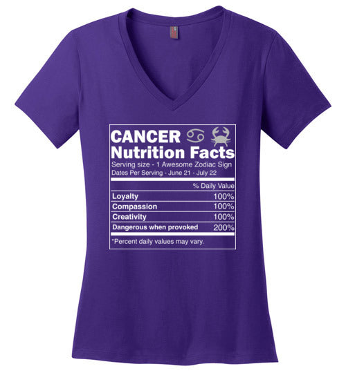Cancer Zodiac Nutrition Facts V-Neck