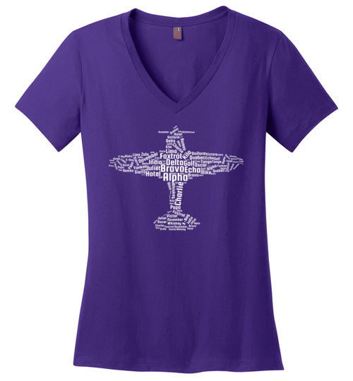 Aviation Alphabet Flying Pilot V-Neck