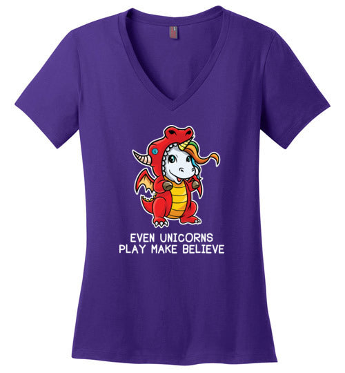 Even Unicorns Play Make Believe V-Neck