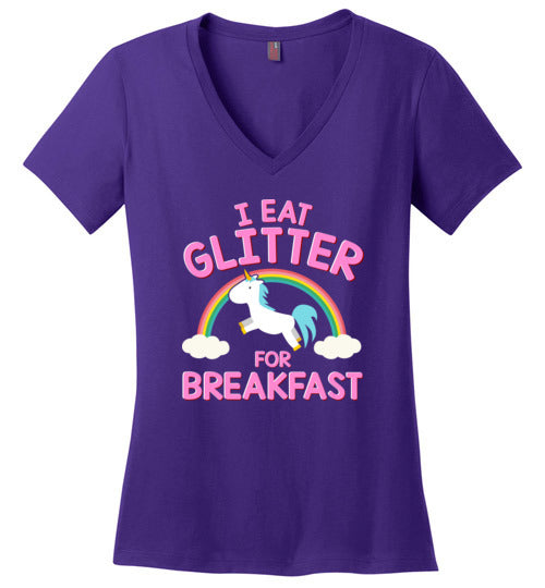 Unicorn I Eat Glitter For Breakfast V-Neck