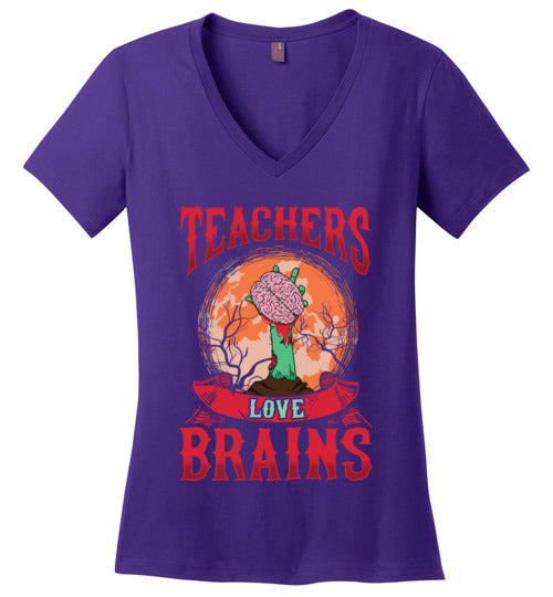 Teachers Love Brains V-Neck