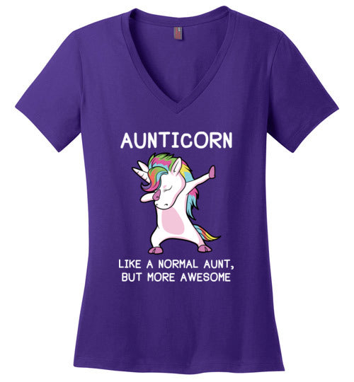 Aunticorn Unicorn Aunt V-Neck