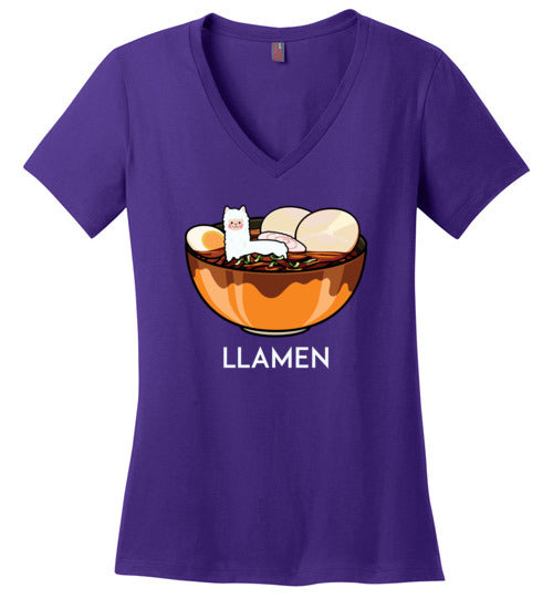 Llamen Llama Ramen V-Neck